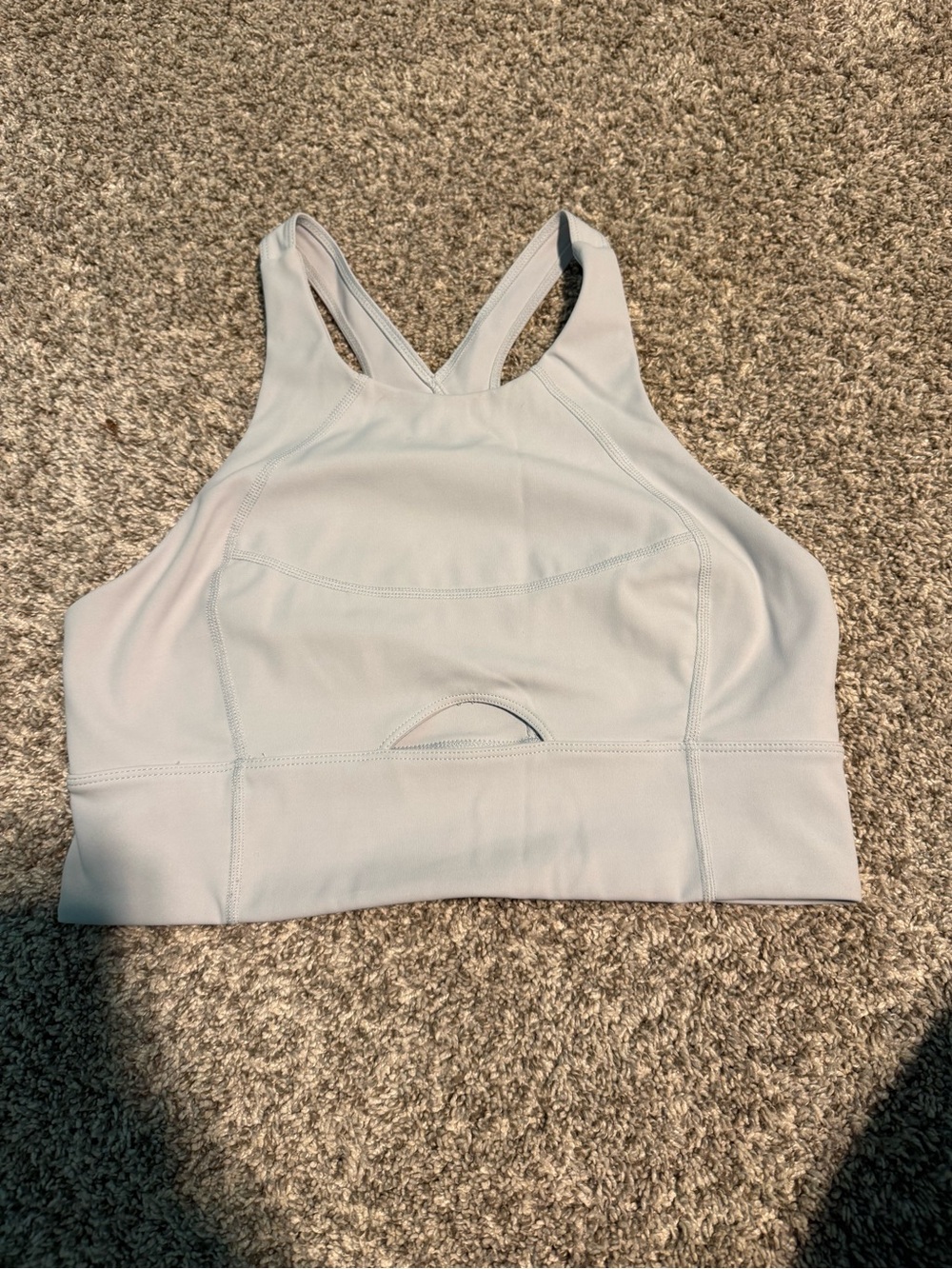 Free People High-Neck Racerback Sports Bra in Light Gray